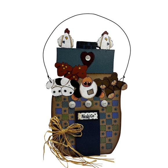 Other - Noah & Co Folk Art‎ Wooden Wall Hanging Noah's Ark Hand Painted Artist Faulk